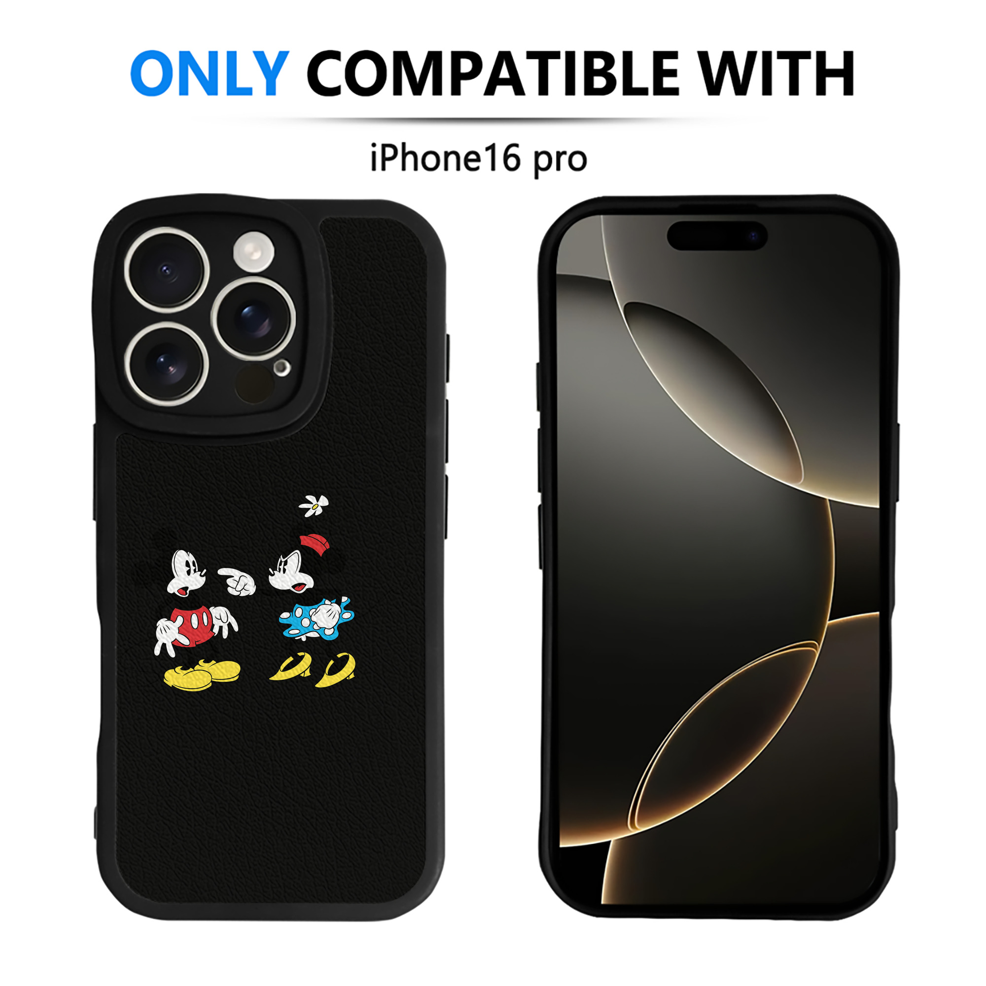 （画像用） ミッキーマウス Mickey Mouse 【iPhone 16シリーズ対応】シリコンスマホケース（レザー調） 材質：シリコン